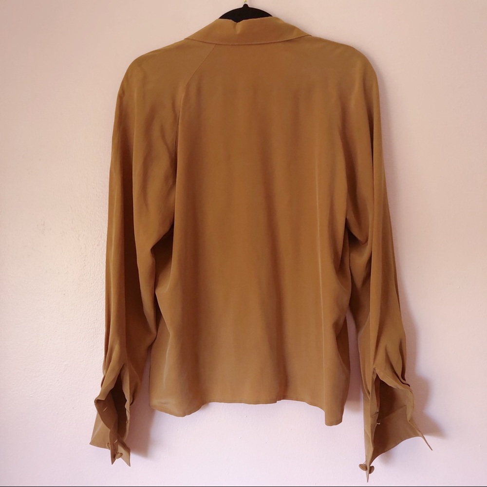 Vintage Cognac Silk Blouse - Picture 3 of 3